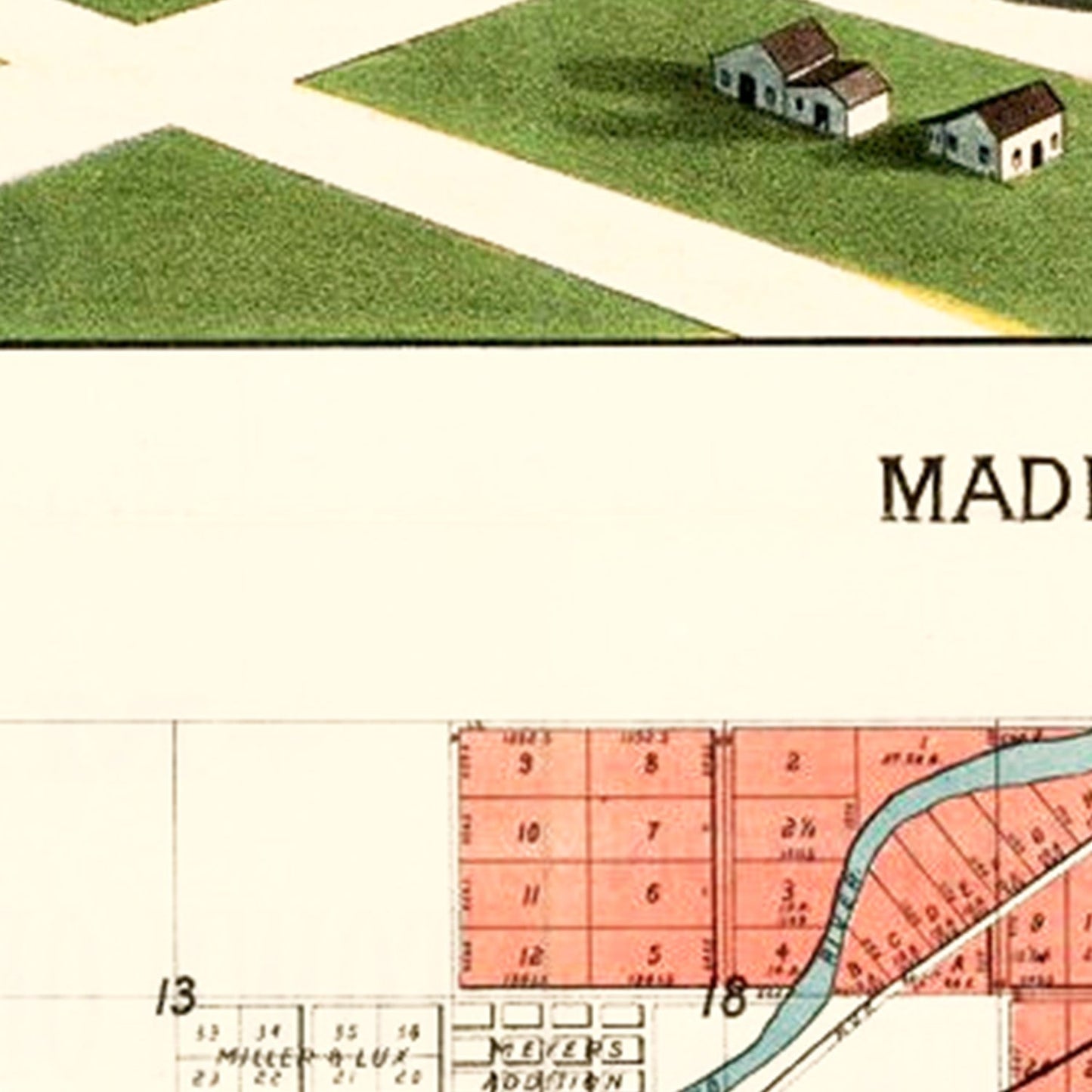 Vintage Map of Madera, California, 1889