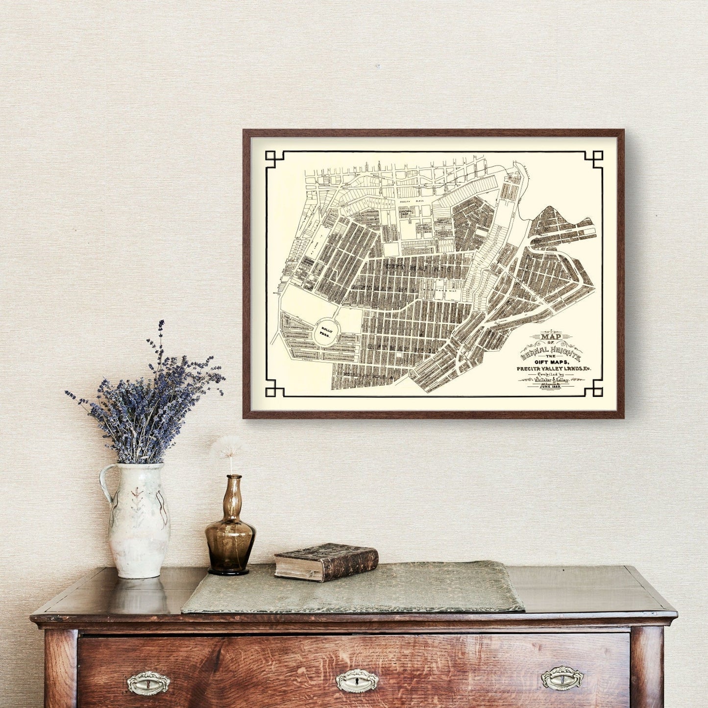 Vintage Map of Bernal Heights, California, 1889