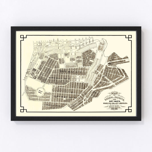 Vintage map of Bernal Heights, San Francisco County, California, 1889, restored print