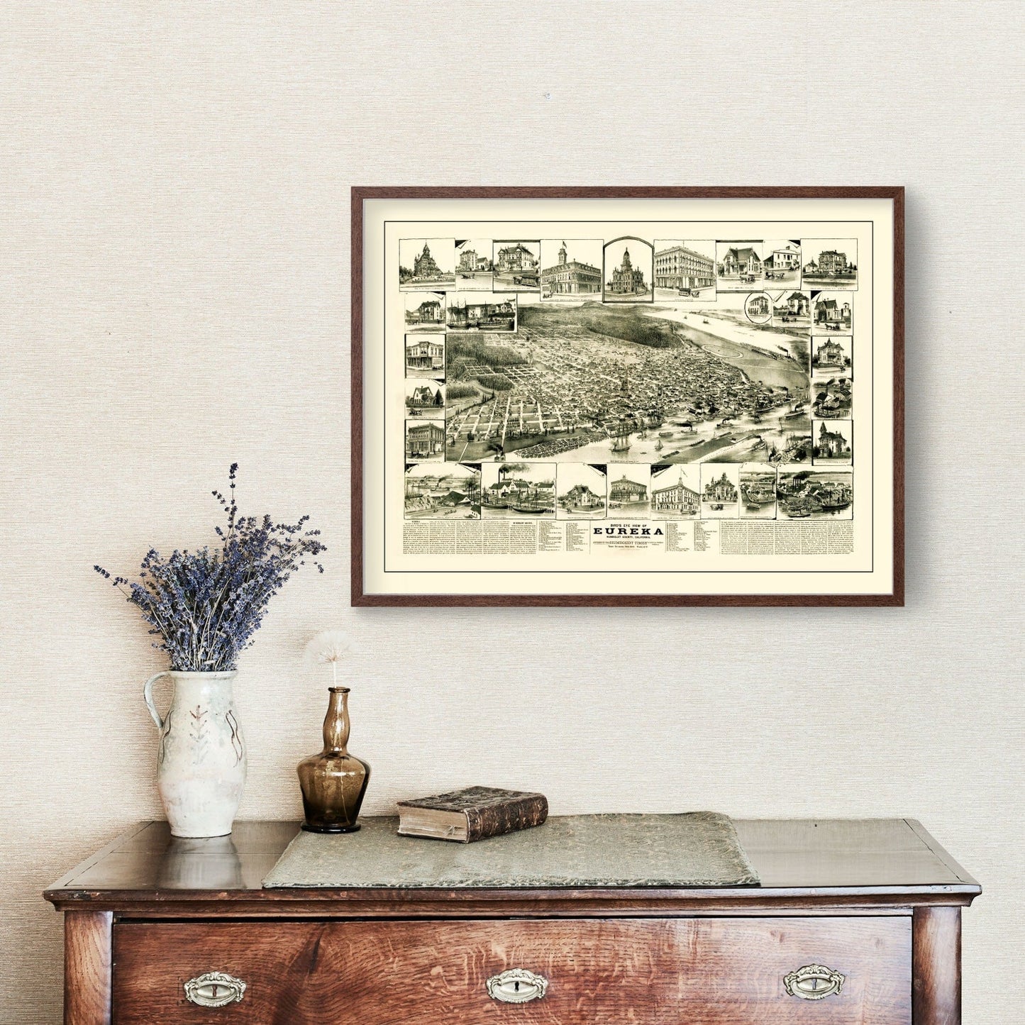Vintage Map of Eureka, California, 1889