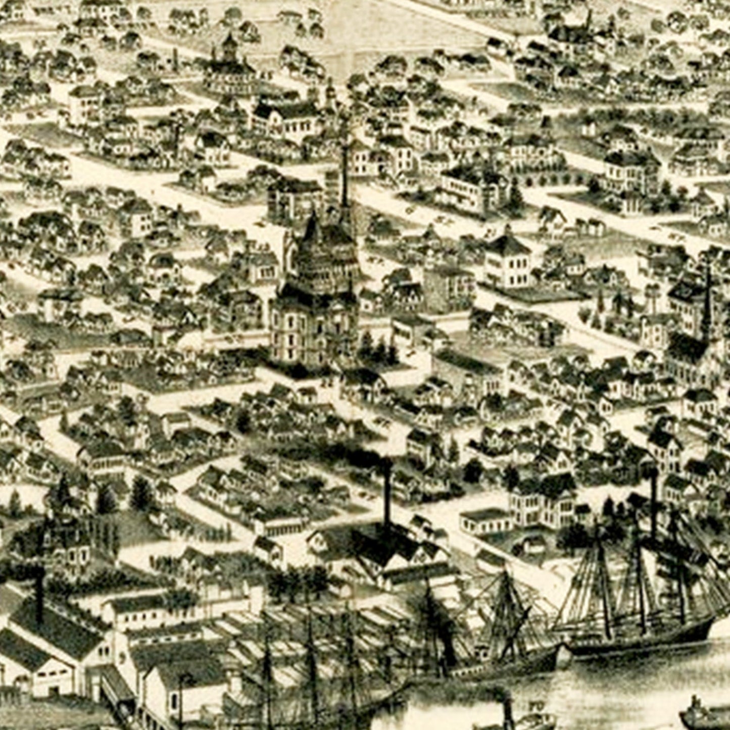 Vintage Map of Eureka, California, 1889