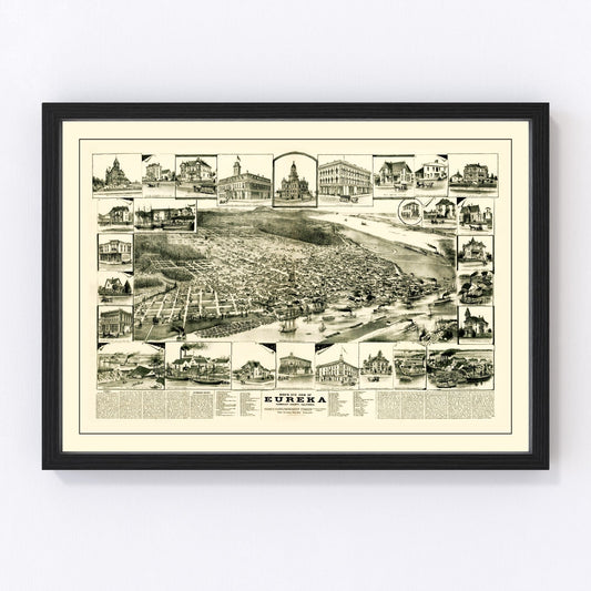 Vintage map of Eureka, California, 1889