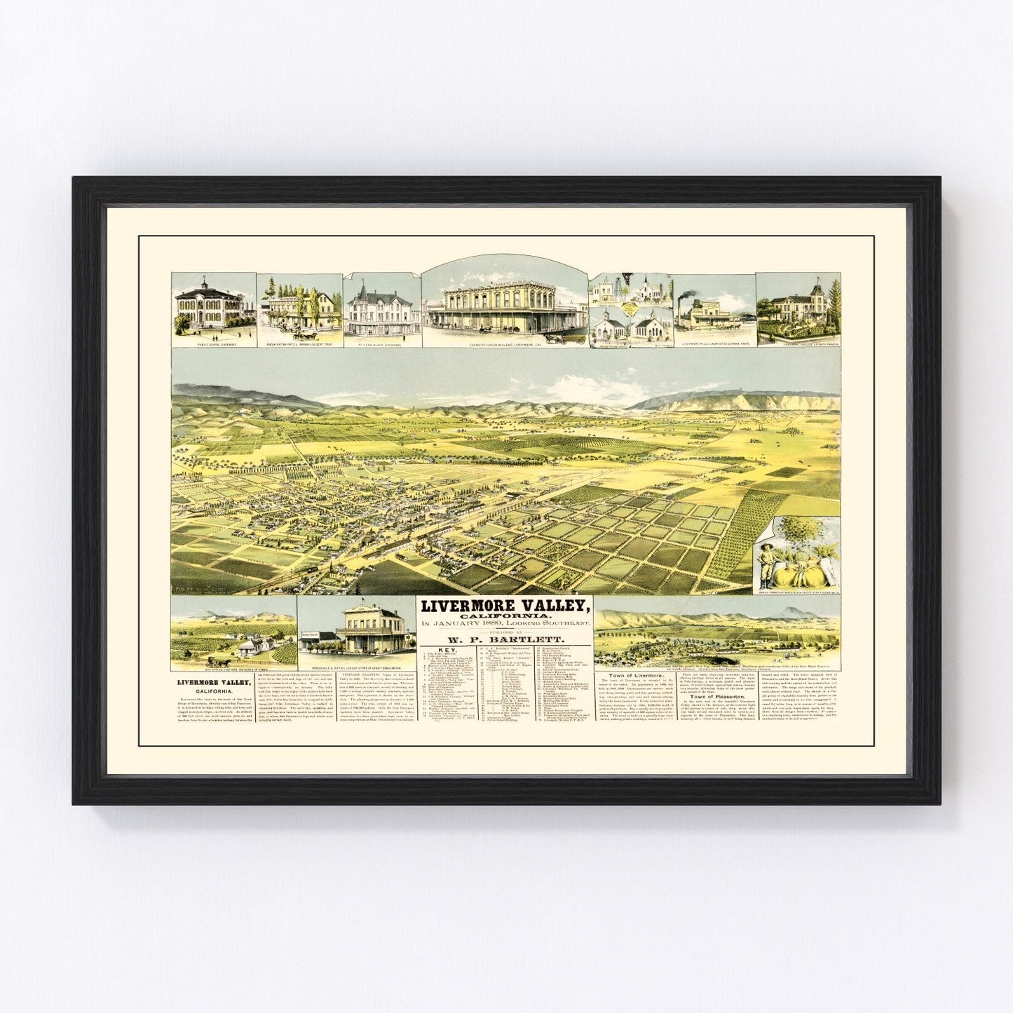 vintage map of Livermore Valley, California, 1889