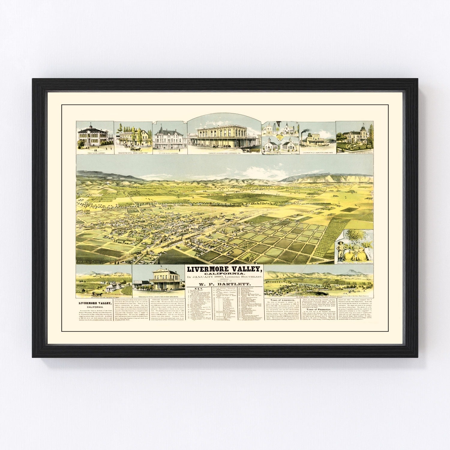 vintage map of Livermore Valley, California, 1889