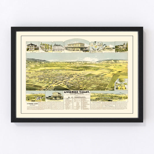 vintage map of Livermore Valley, California, 1889