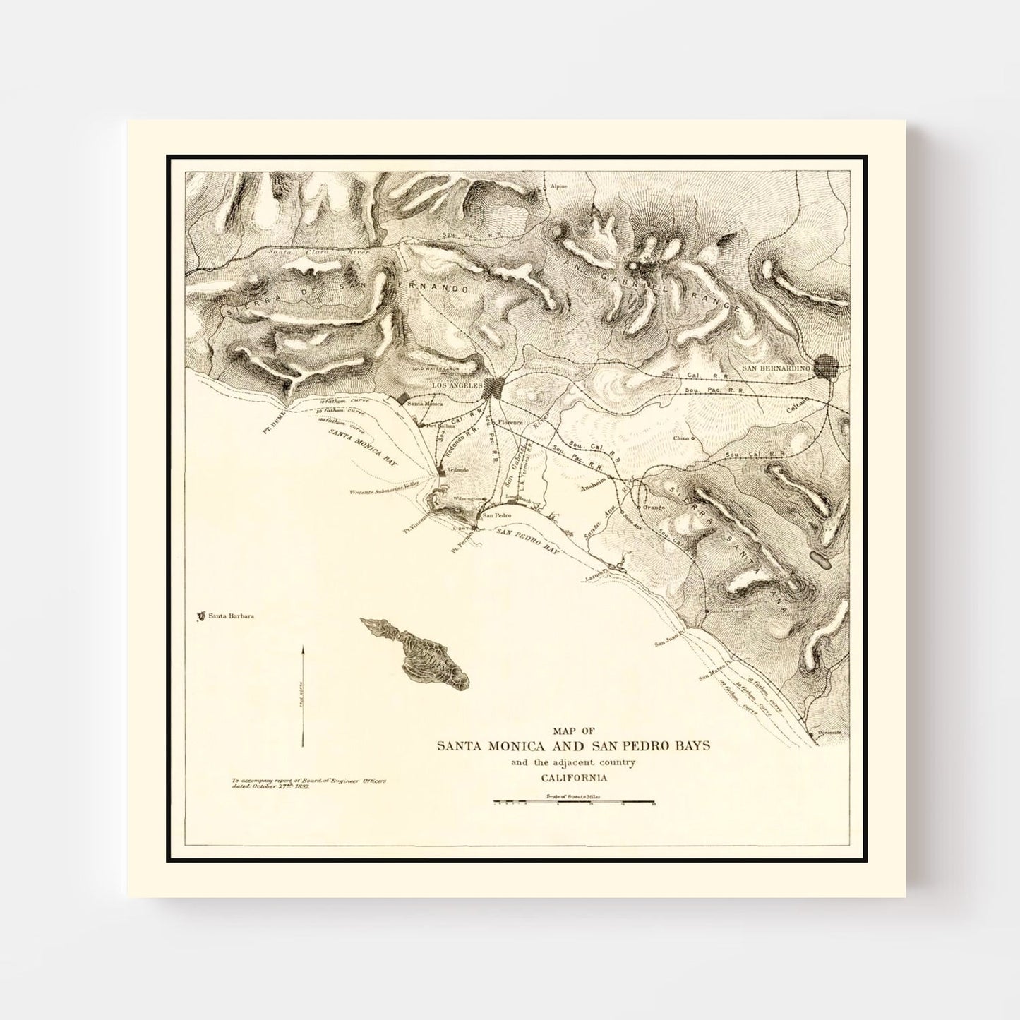 Vintage Map of Santa Monica, California, 1892