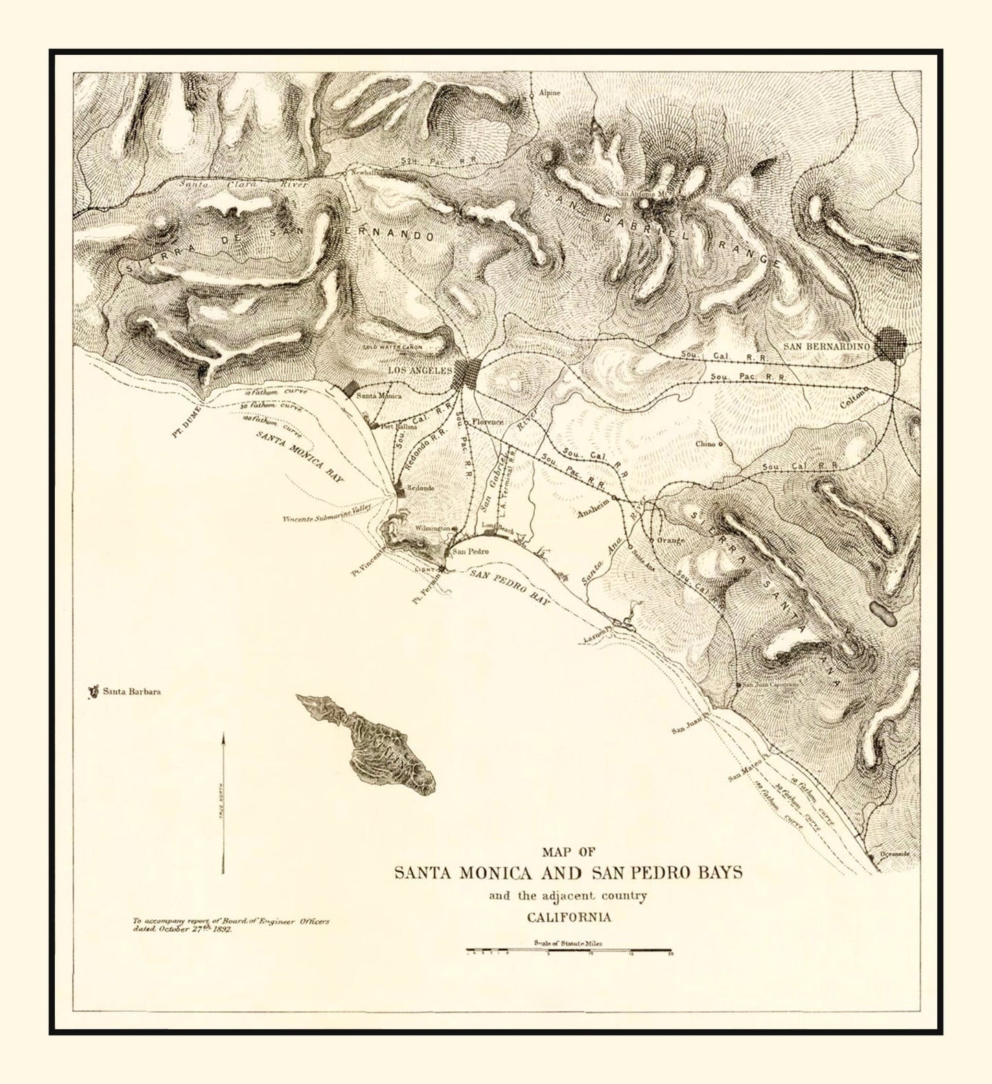 Vintage Map of Santa Monica, California, 1892