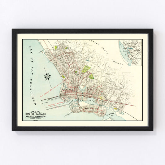 Vintage map of Berkeley, California, 1899