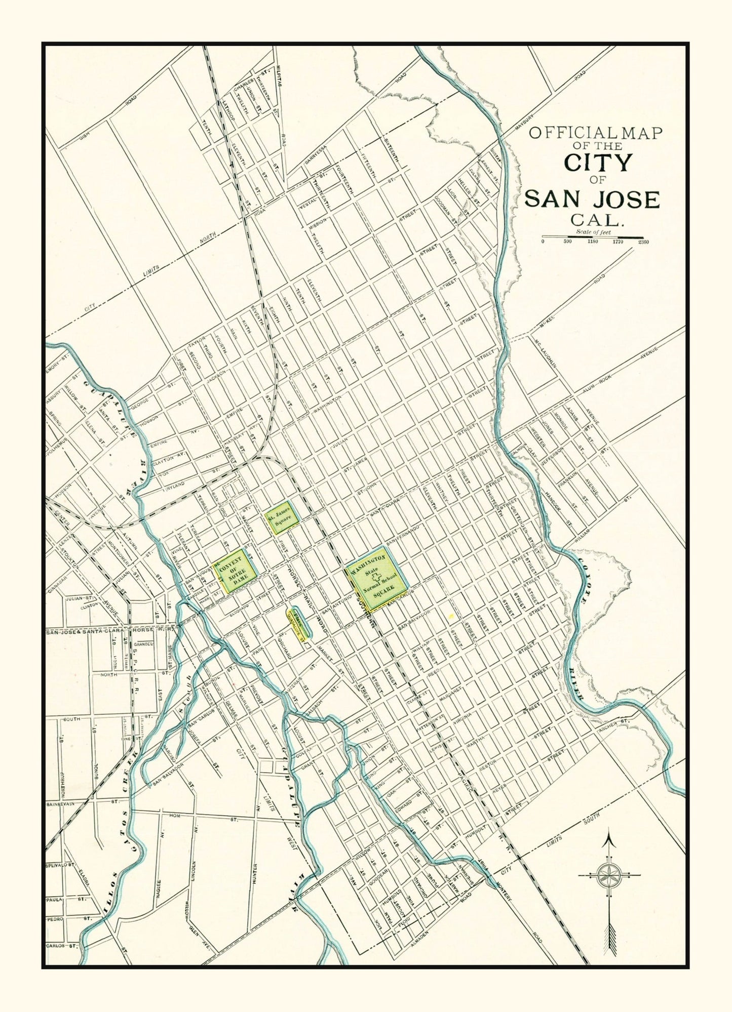 Vintage Map of San Jose, California, 1899