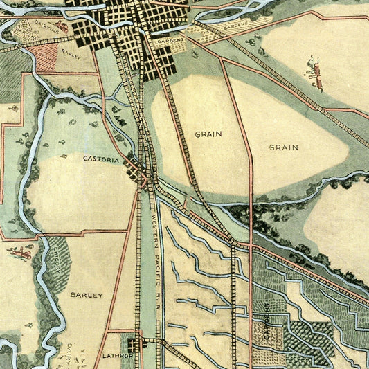 Vintage Map of San Joaquin, California, 1910
