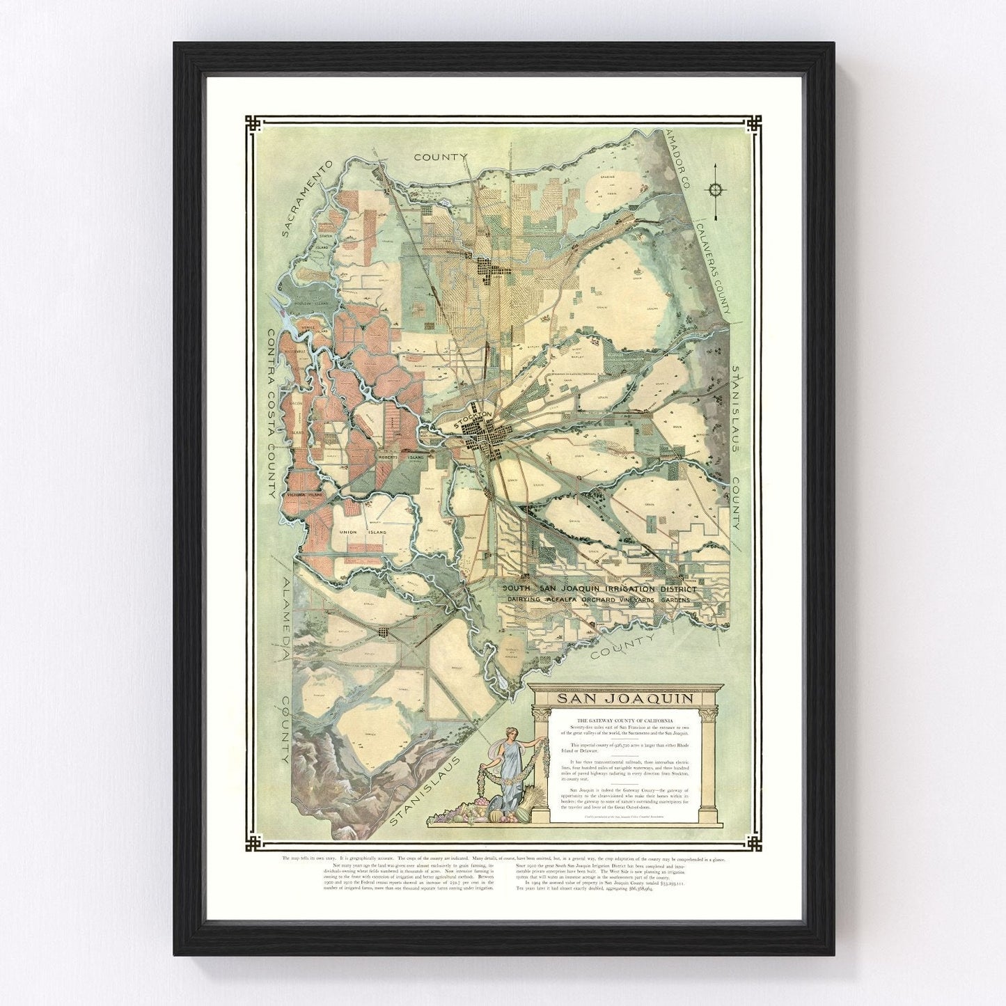 vintage map of San Joaquin, California, 1910