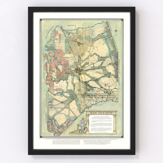 vintage map of San Joaquin, California, 1910