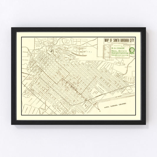Vintage map of Santa Barbara, California, 1916