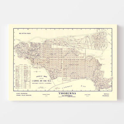 Vintage Map of Carmel-By-The-Sea, California, 1920