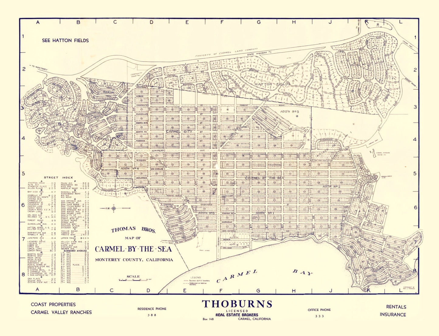 Vintage Map of Carmel-By-The-Sea, California, 1920
