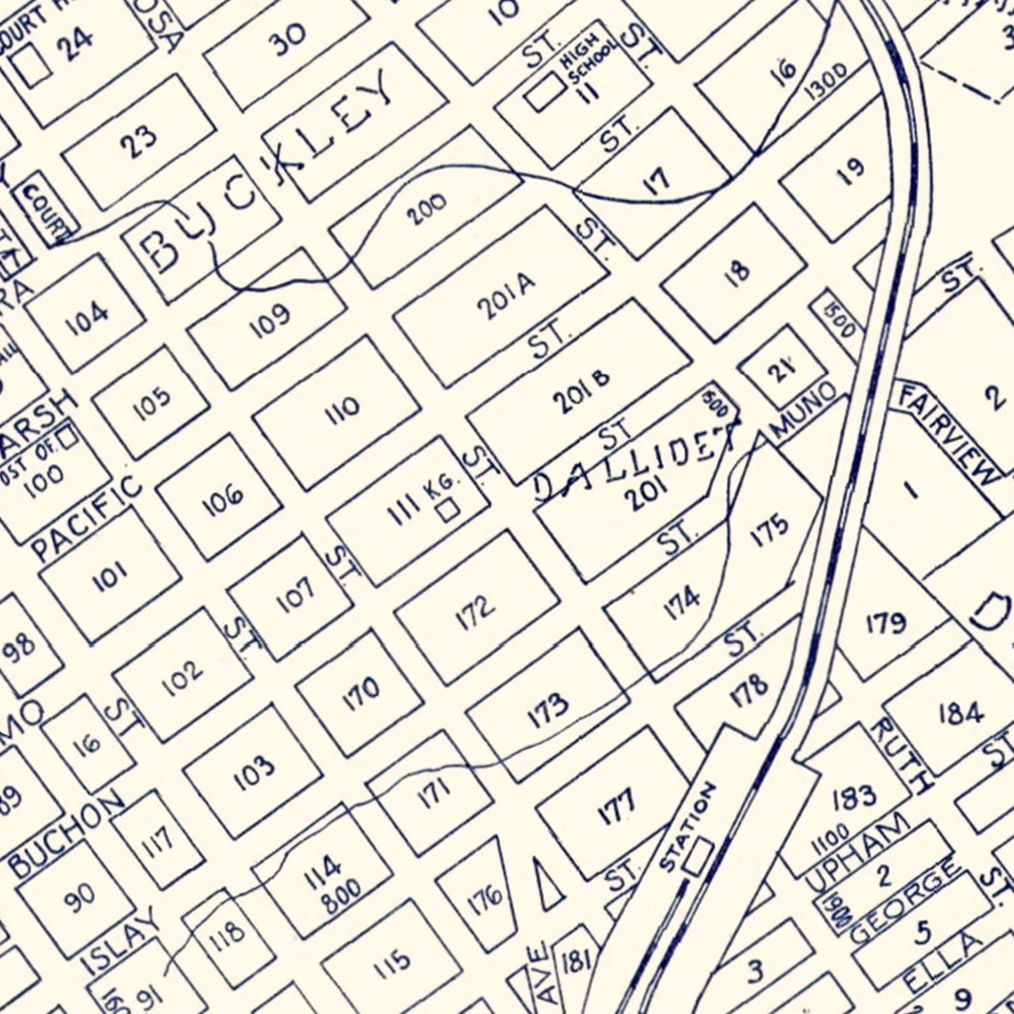 Vintage Map of San Luis Obispo, California, 1920