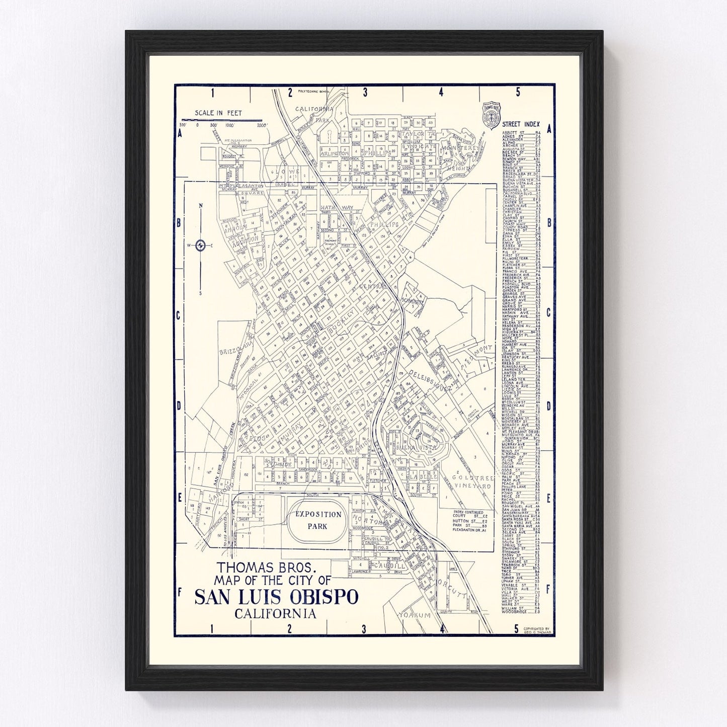 Vintage map of San Luis Obispo, California, 1920
