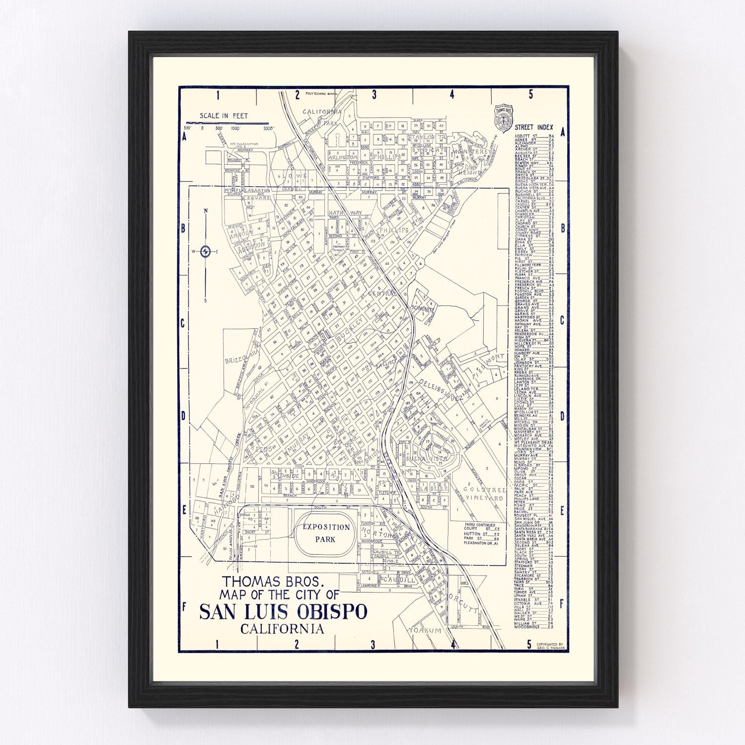 Vintage map of San Luis Obispo, California, 1920