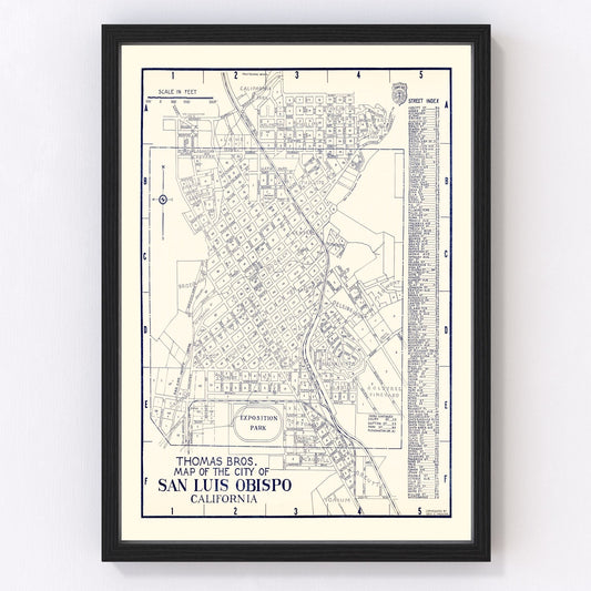 Vintage map of San Luis Obispo, California, 1920