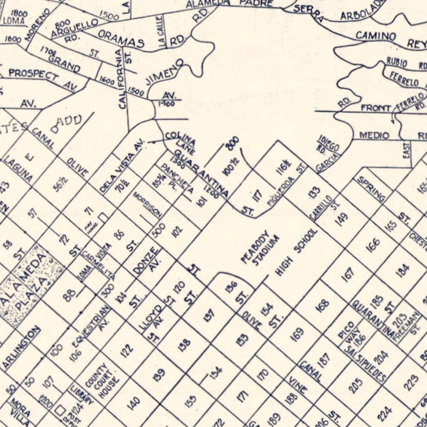 Vintage Map of Santa Barbara, California, 1920
