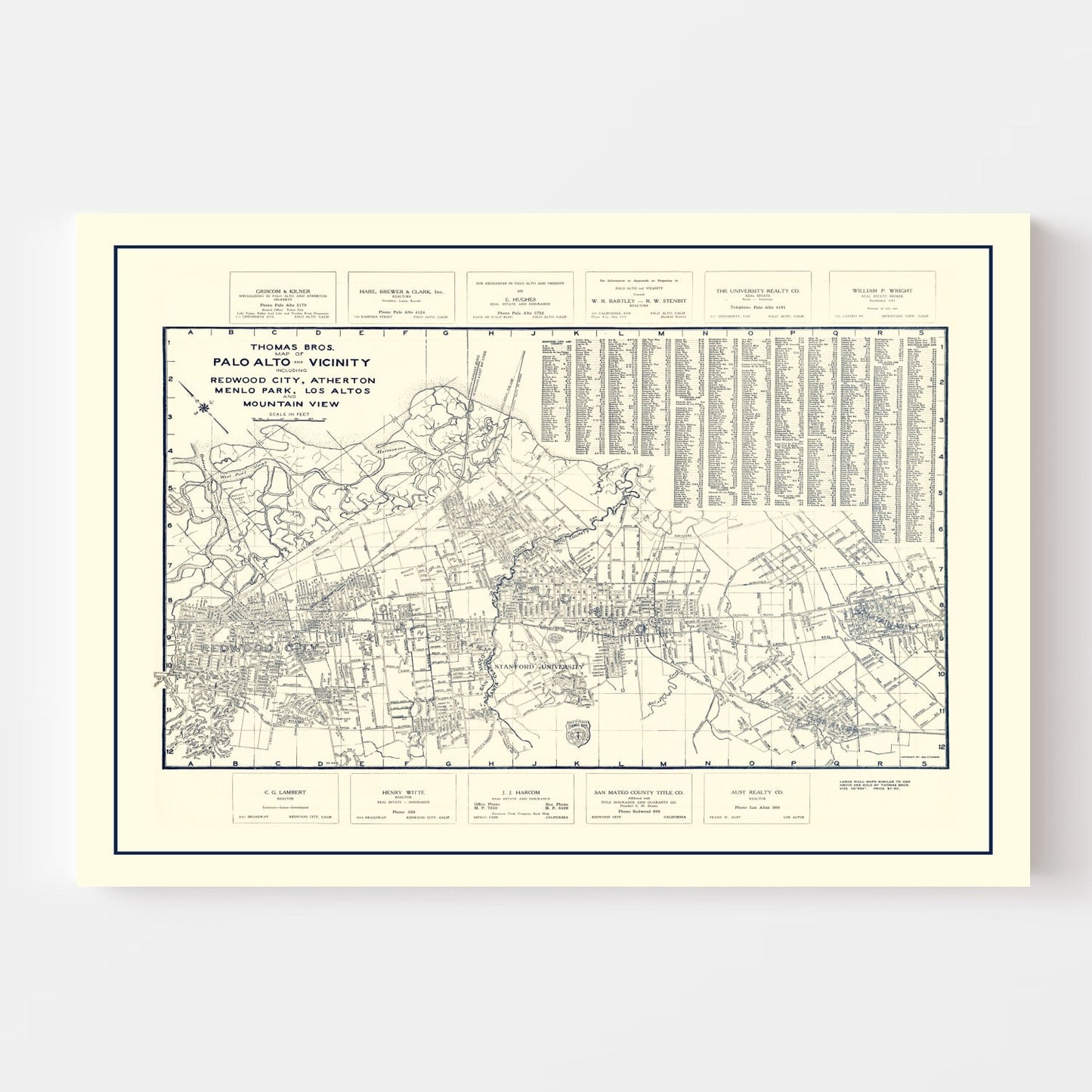 Vintage Map of Palo Alto, California, 1920