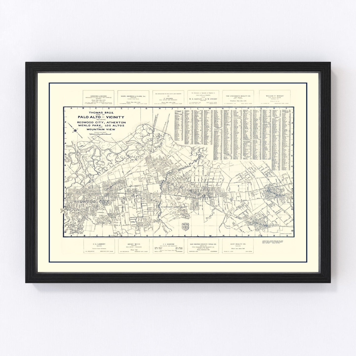 Vintage map of Palo Alto, California, 1920
