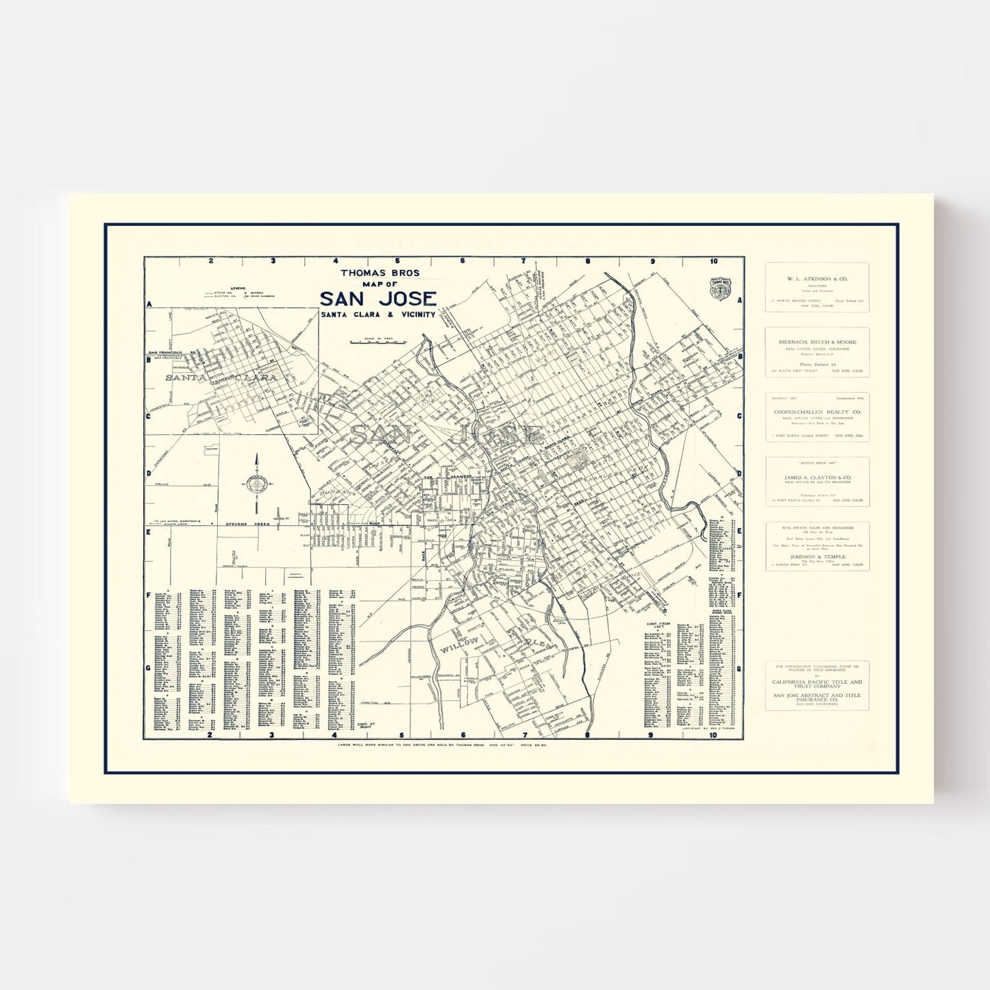 Vintage Map of San Jose, California, 1920