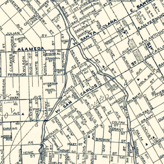 Vintage Map of San Jose, California, 1920