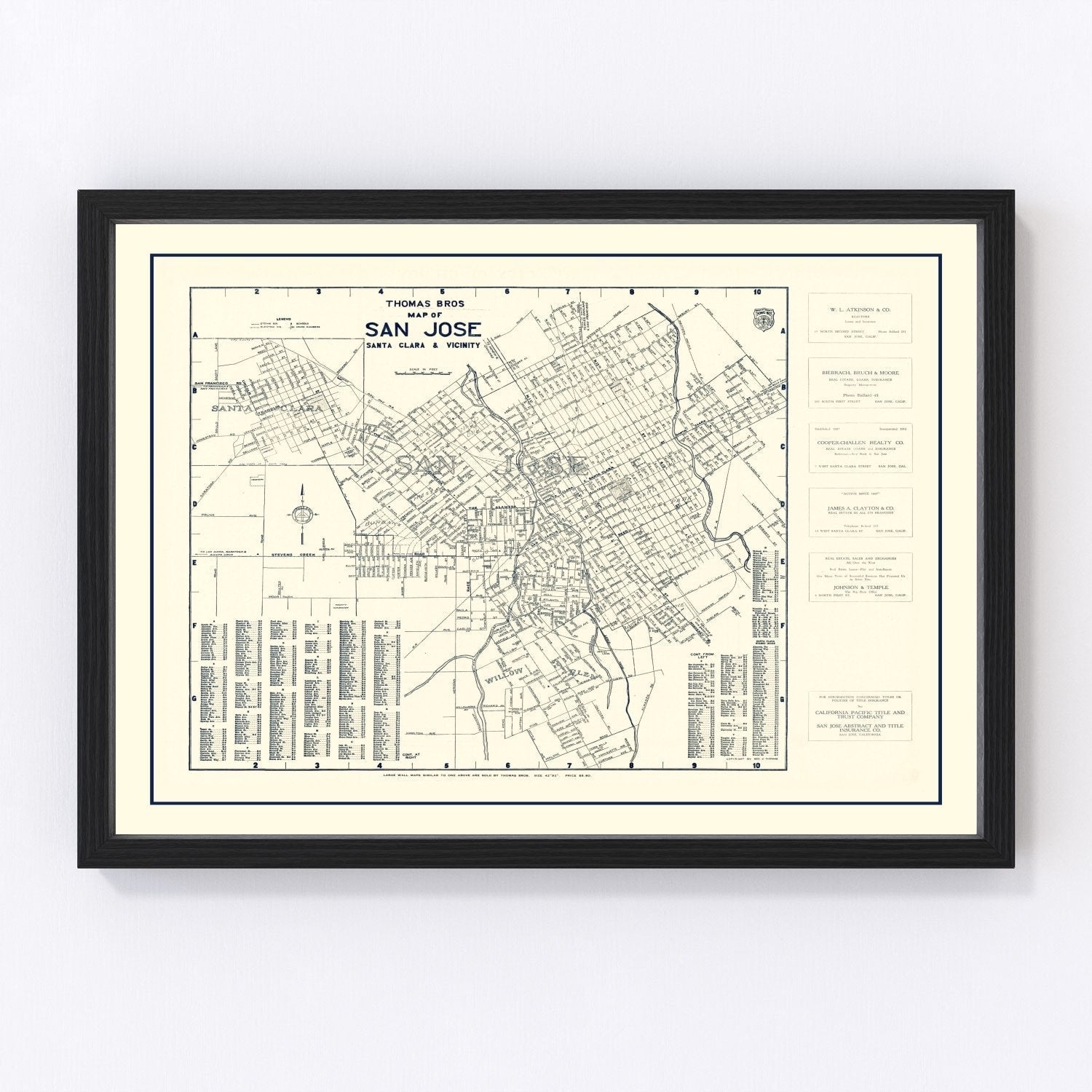 Vintage map of San Jose, California, 1920