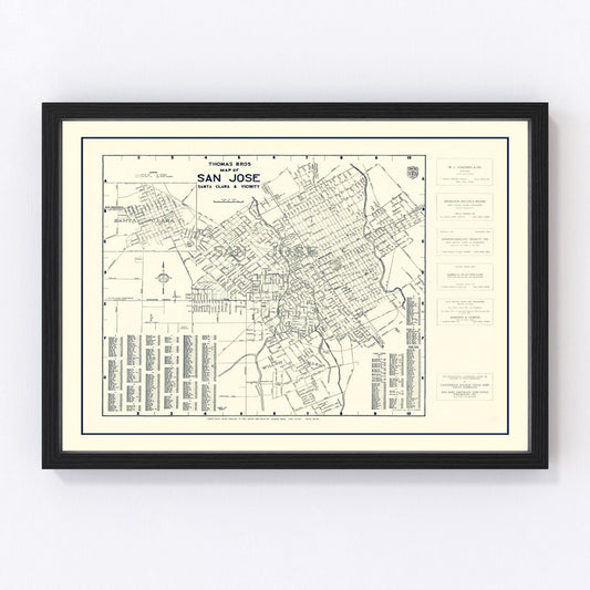 Vintage map of San Jose, California, 1920