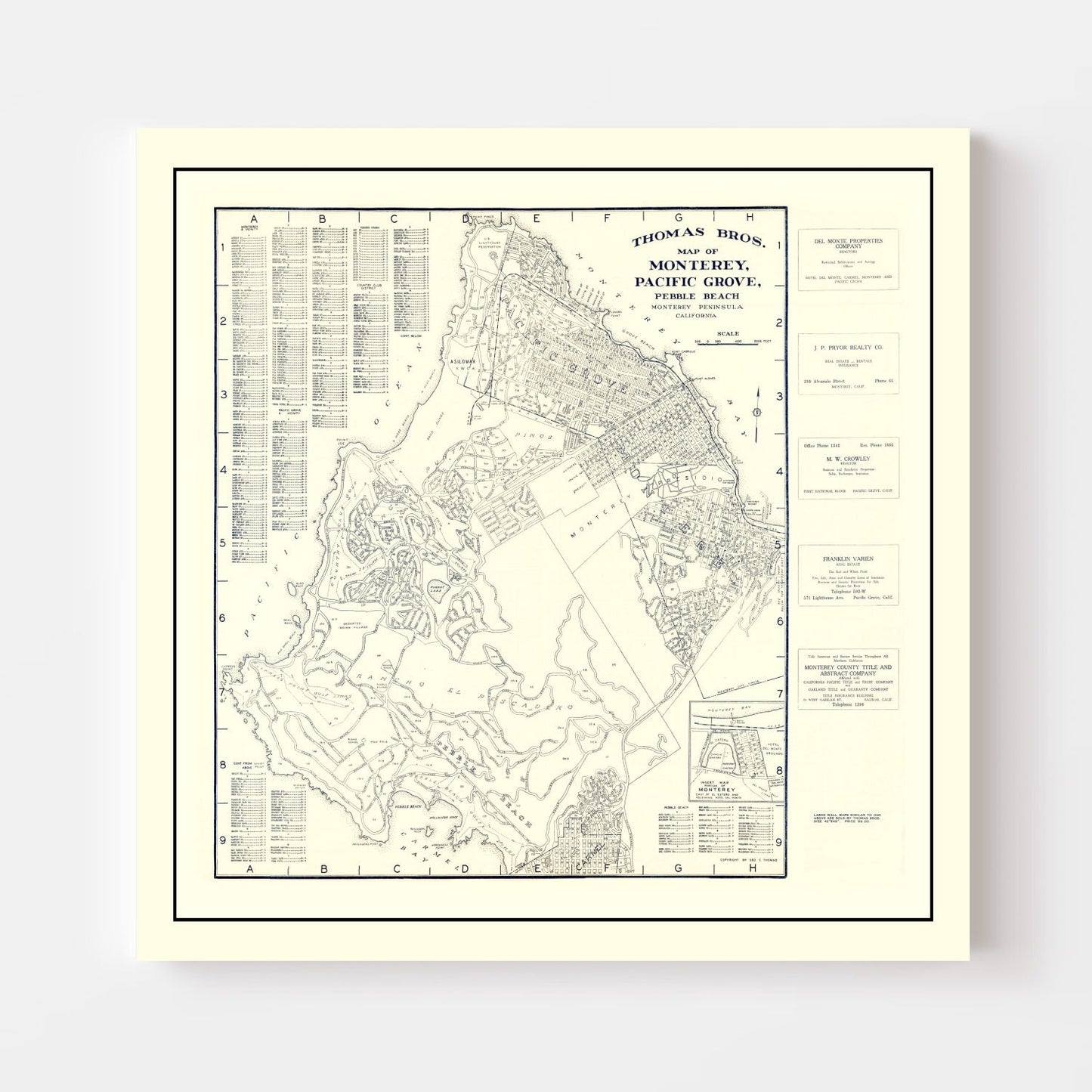 Vintage Map of Monterey, California, 1920