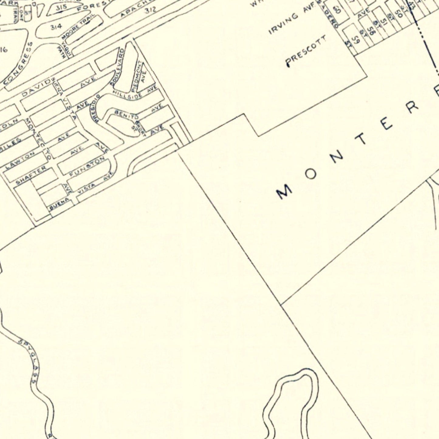 Vintage Map of Monterey, California, 1920