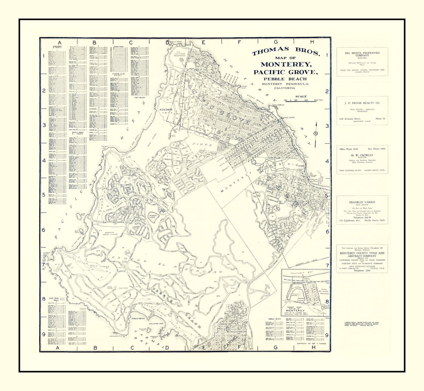 Vintage Map of Monterey, California, 1920