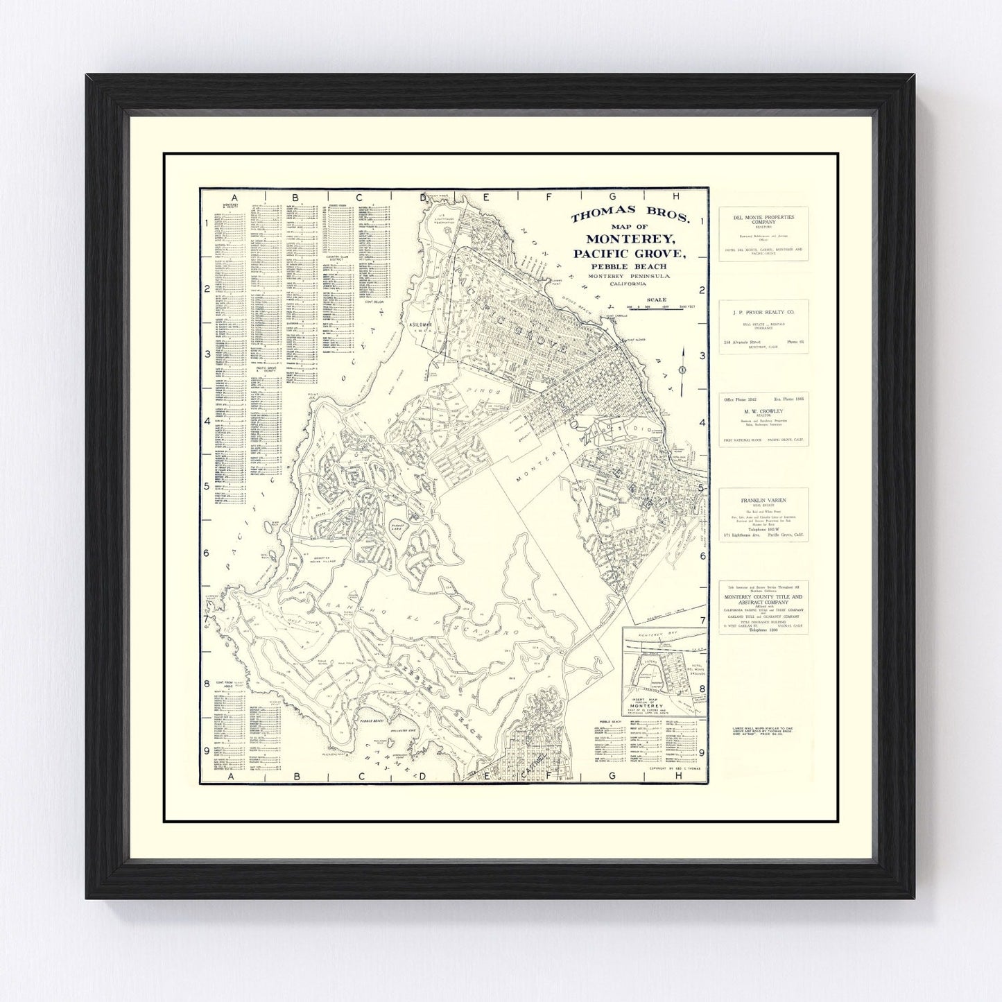 Vintage map of Monterey, California, 1920