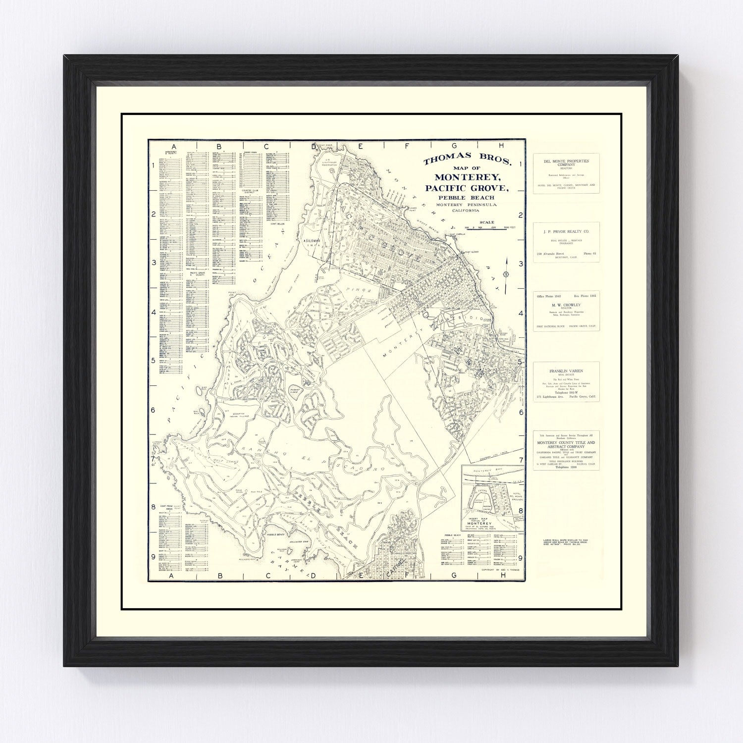 Vintage map of Monterey, California, 1920