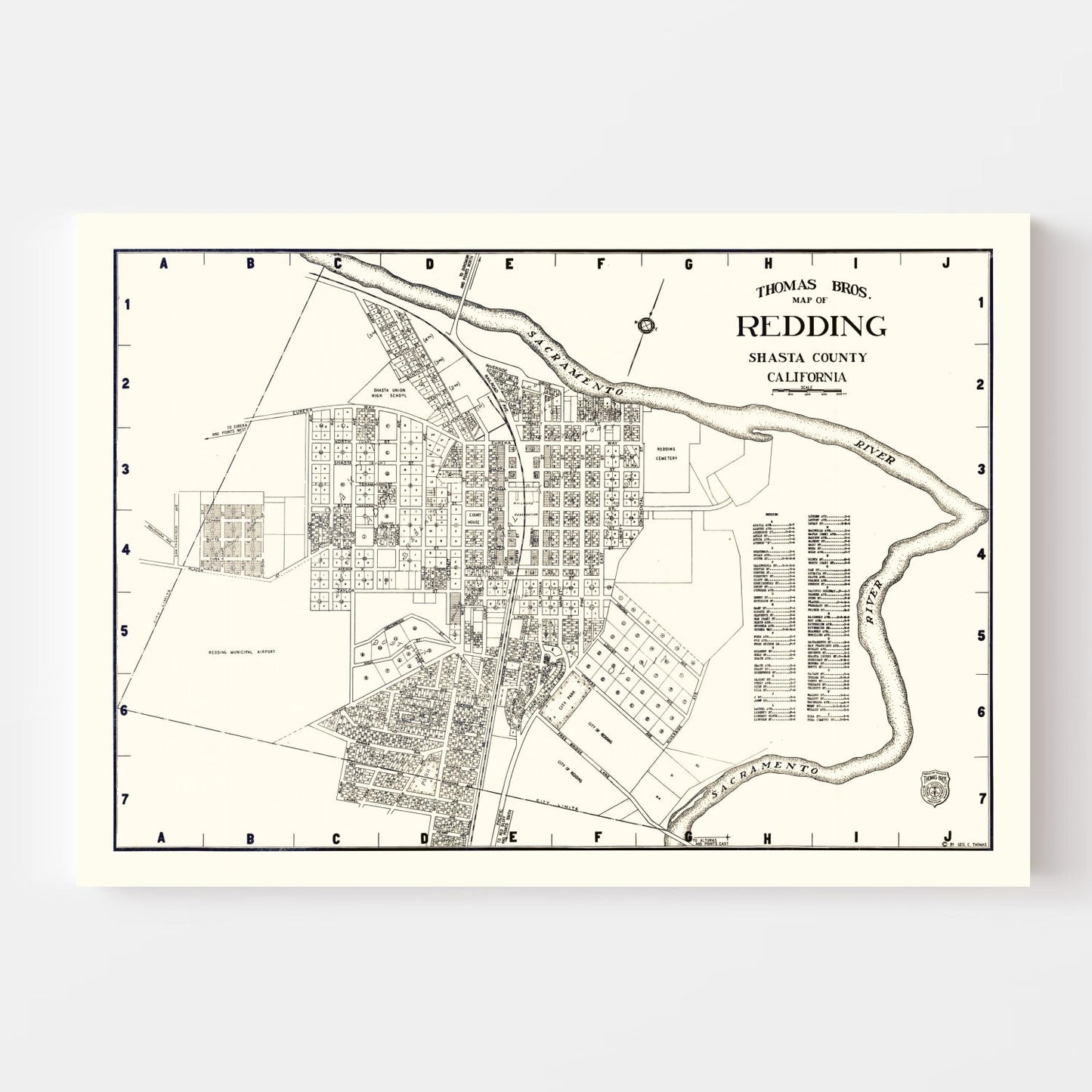 Vintage Map of Redding, Shasta County, California, 1920