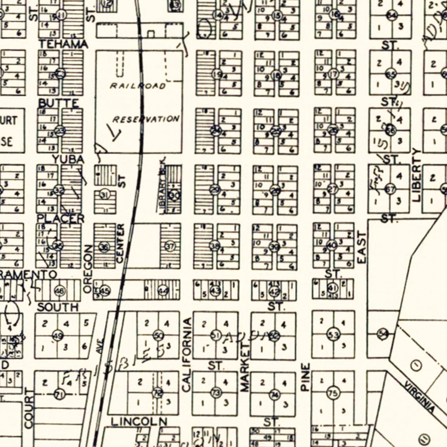Vintage Map of Redding, Shasta County, California, 1920