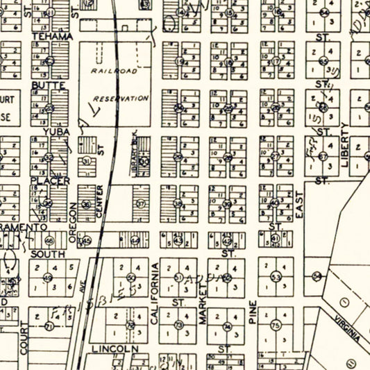 Vintage Map of Redding, Shasta County, California, 1920
