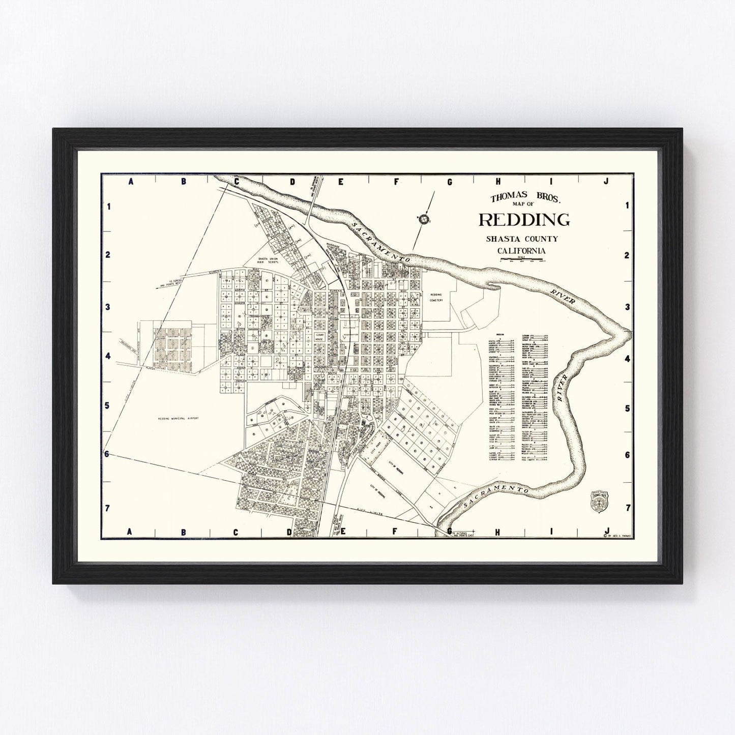 Vintage map of Redding, California, 1920