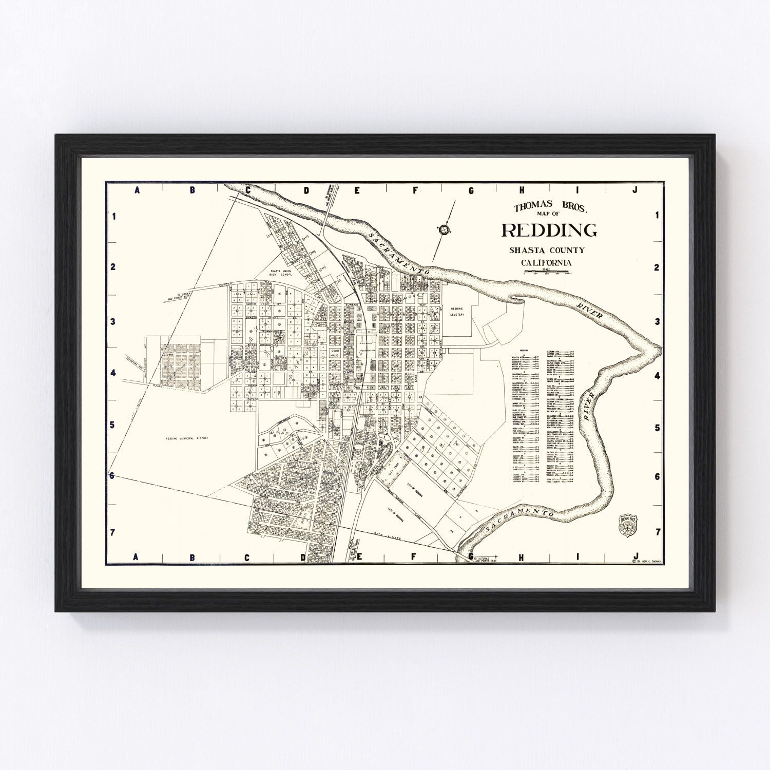 Vintage map of Redding, California, 1920