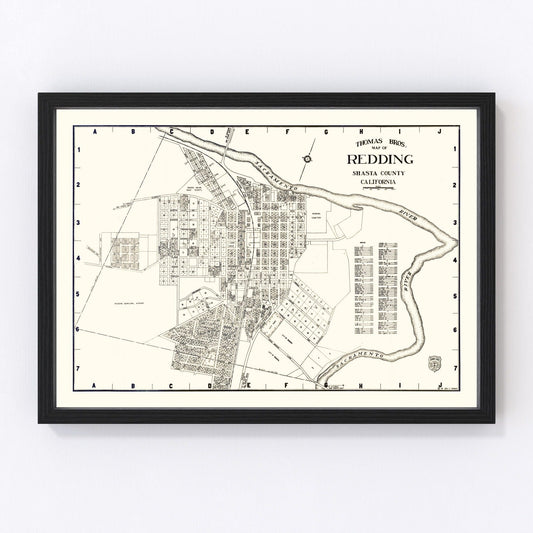 Vintage map of Redding, California, 1920