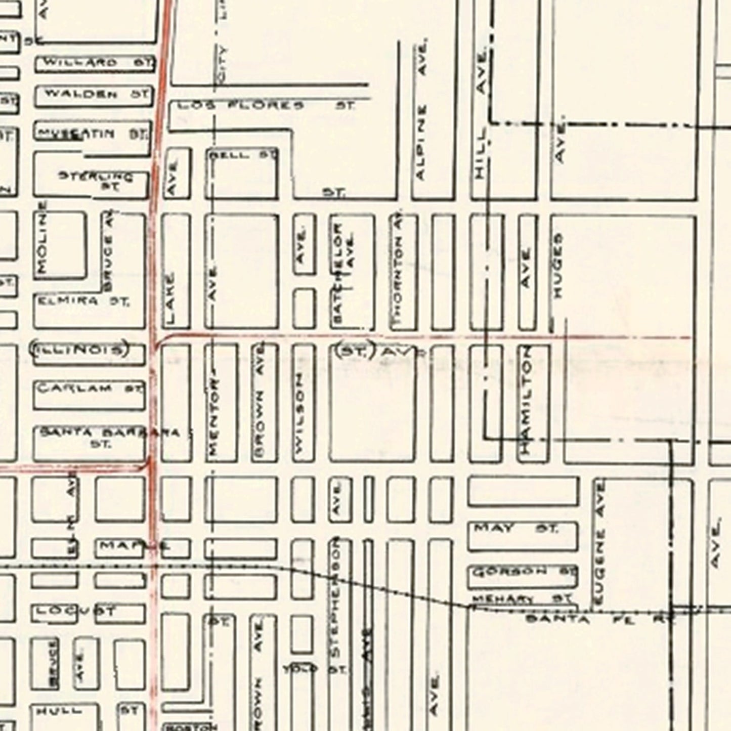 Vintage Map of Pasadena, California, 1922