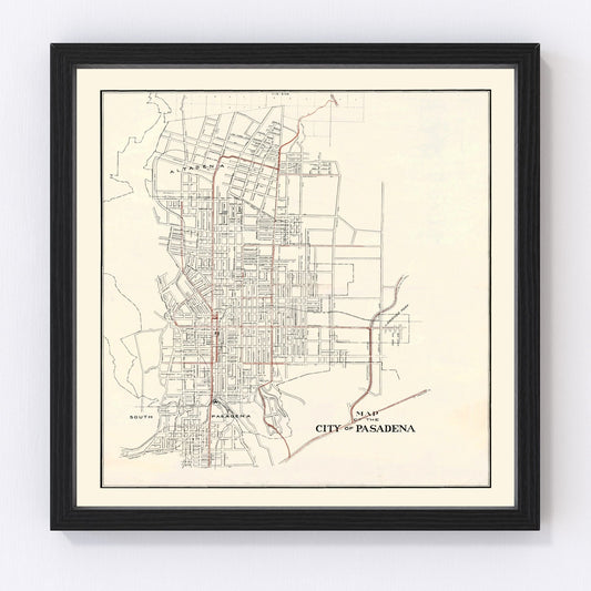 Vintage map of Pasadena, California, 1922