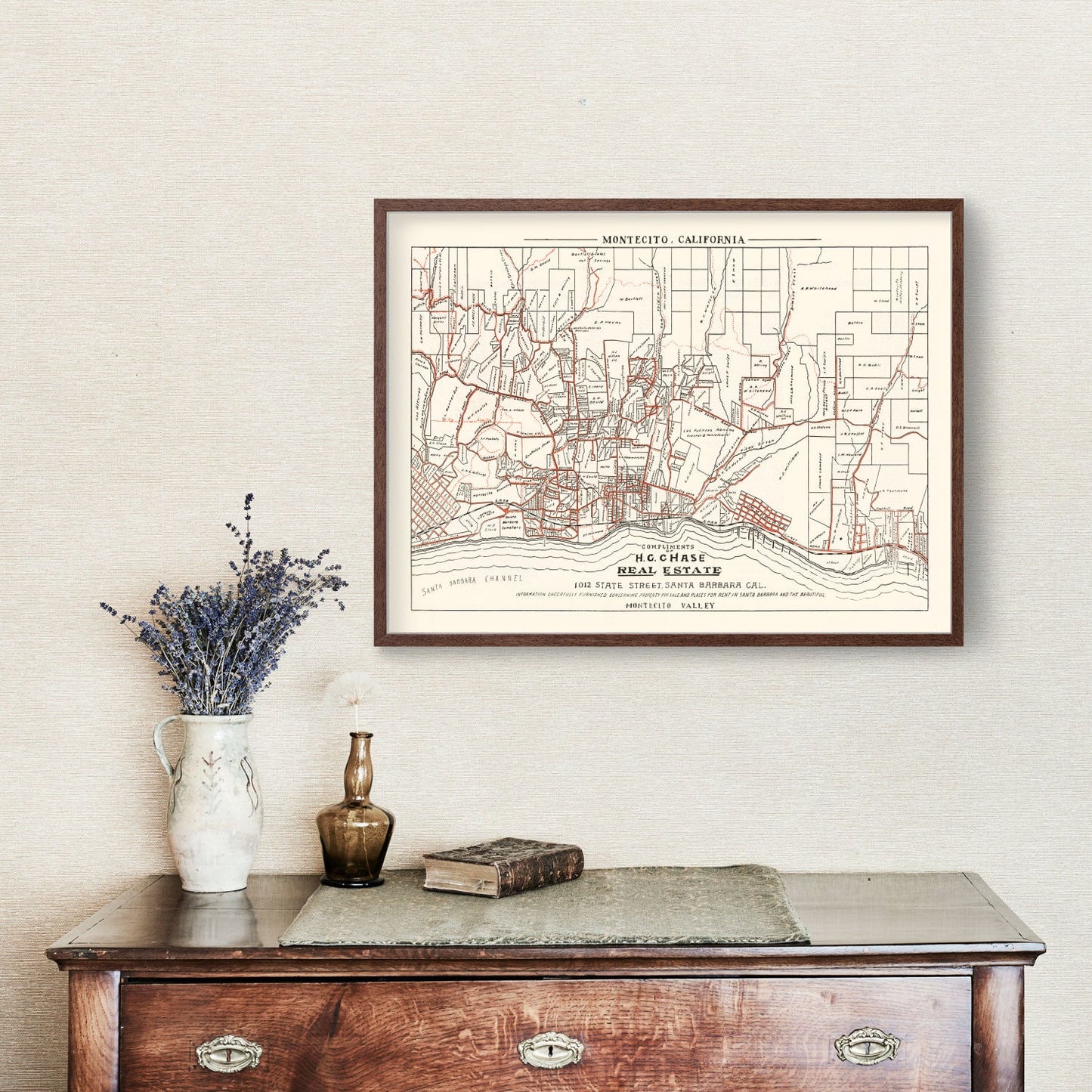 Vintage Map of Montecito, California, 1924