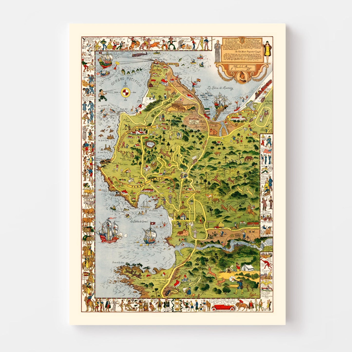 Vintage Map of the Monterey Peninsula, California, 1926