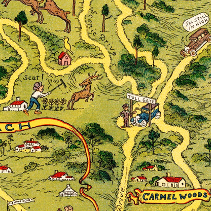 Vintage Map of the Monterey Peninsula, California, 1926