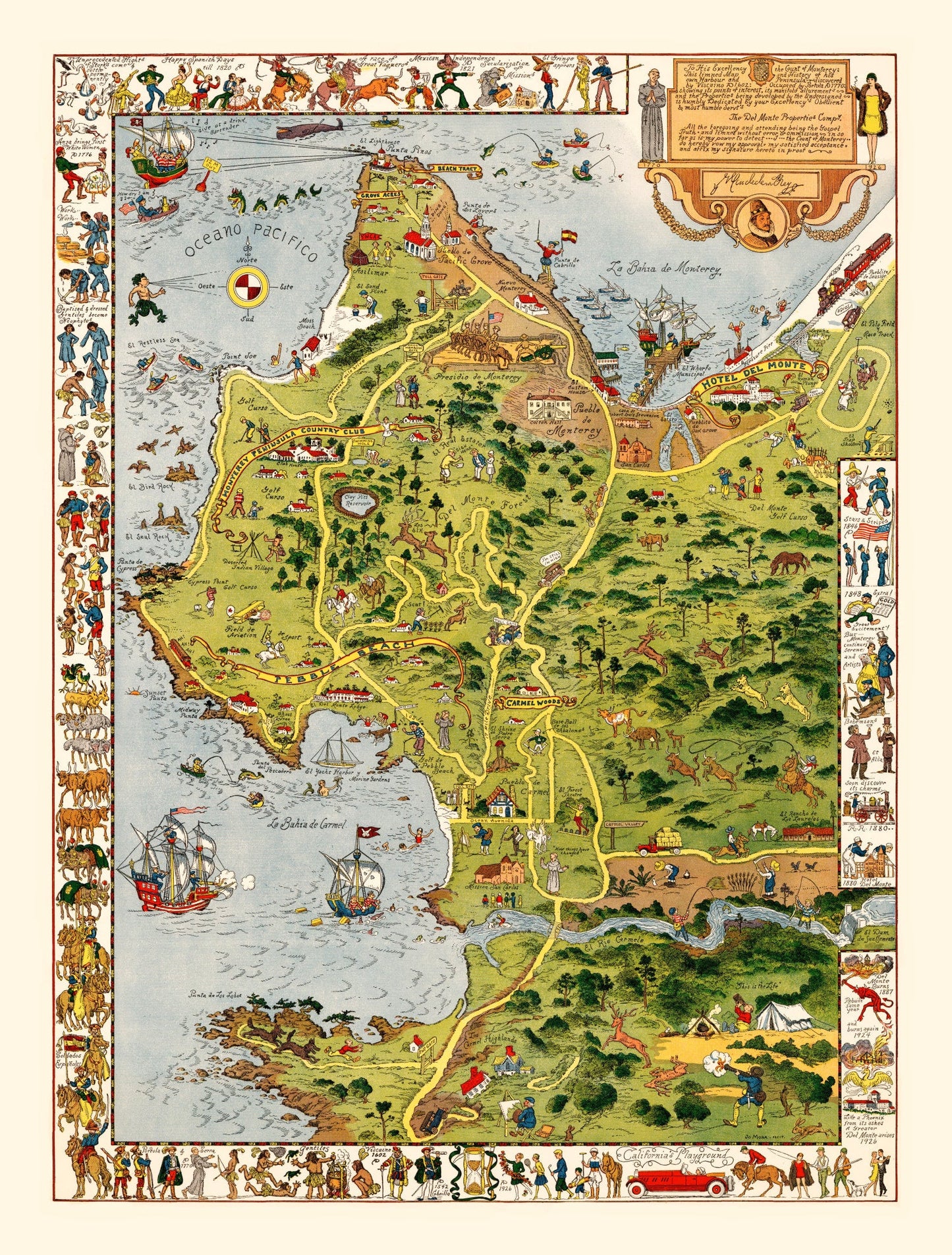 Vintage Map of the Monterey Peninsula, California, 1926