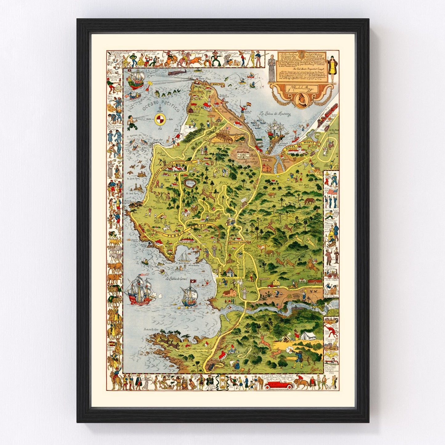 vintage map of the Monterey Peninsula, California, 1926