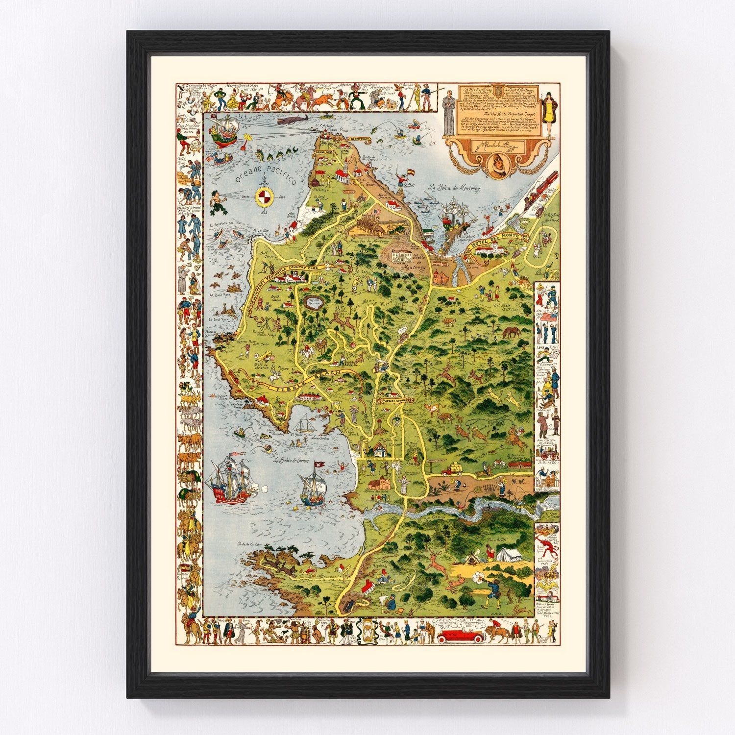vintage map of the Monterey Peninsula, California, 1926