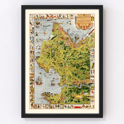 vintage map of the Monterey Peninsula, California, 1926